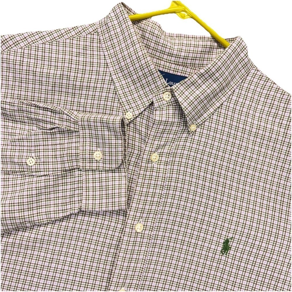 Vintage Ralph Lauren custom fit shirt Mens 2XL Plaid Button Down Long Sleeves